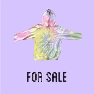 Super cute tie-dye zip-up hoodies. One size medium and one x-large.